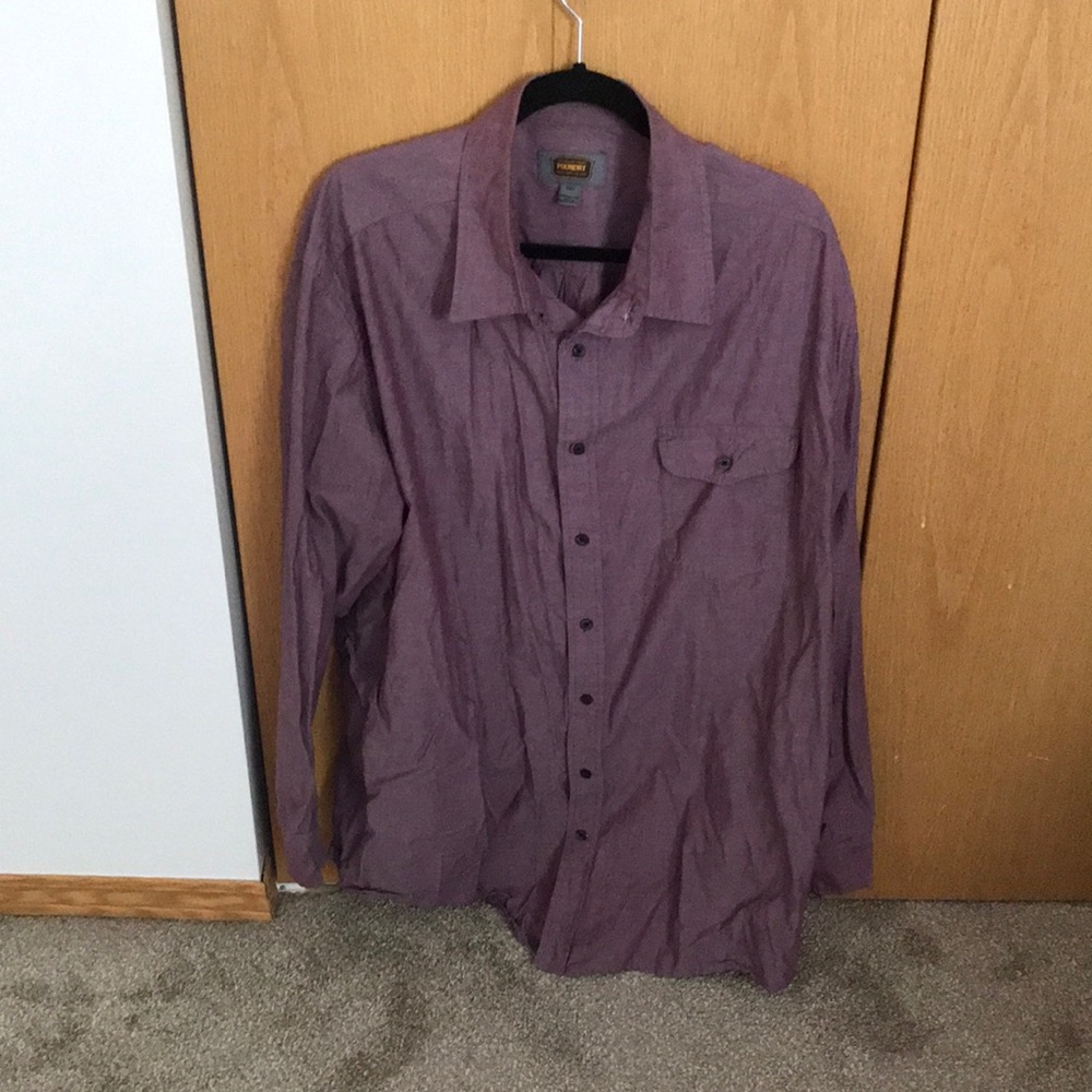 Mens plus size button down light maroon long sleeve shirt